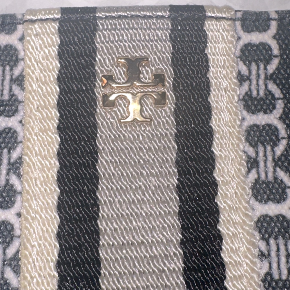 Tory Burch Gemini Link Canvas Card Case Key Ring - image 3